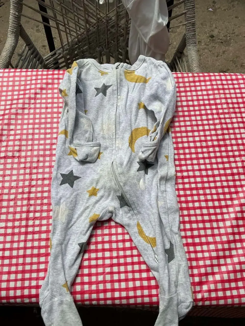 Old Navy Baby Moon and Stars Pattern Zip-Front Footed Pajamas